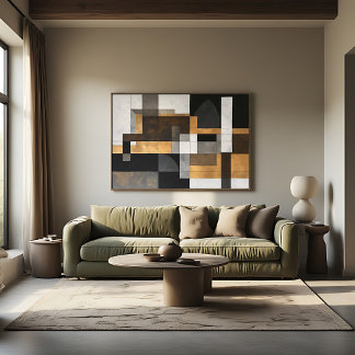 Metallic Geometry Golden Balance Leinwanddruck