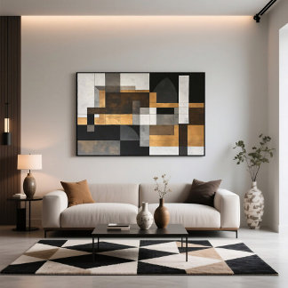 Metallic Geometry Golden Balance Poster