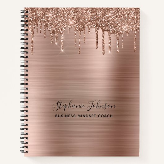 Metallic Glam Rose Gold Glitzer Tropfen Boss Lady Notizblock (Vorderseite)