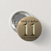 Metallic Gold 11. Hochzeitstag Button (Vorne & Hinten)