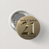 Metallic Gold 21. Hochzeitstag Button (Vorne & Hinten)