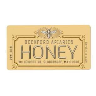 Metallic Gold 3D Gerahmt Honey Label mit Biene