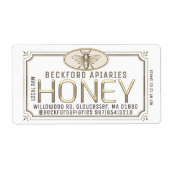 Metallic Gold 3D Gerahmt Honey Label mit Biene (Vorne)