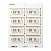 Metallic Gold 3D Gerahmt Honey Label mit Biene (Vorne)