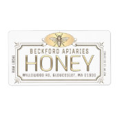 Metallic Gold 3D Gerahmt Honey Label mit Biene (Vorne)