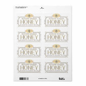 Metallic Gold 3D Gerahmt Honey Label mit Biene (Vorne)