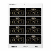 Metallic Gold 3D Gerahmt Honey Label mit Biene (Vorne)