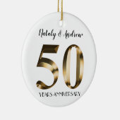 Metallic Gold 50. Hochzeitstag Keramik Ornament (Rechts)