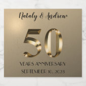Metallic Gold 50. Hochzeitstag Schaumweinetikett (Einzelnes Label)