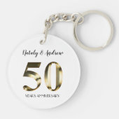 Metallic Gold 50. Hochzeitstag Schlüsselanhänger (Rückseite)
