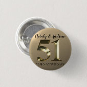 Metallic Gold 51. Hochzeitstag Button (Vorne & Hinten)