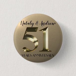 Metallic Gold 51. Hochzeitstag Button