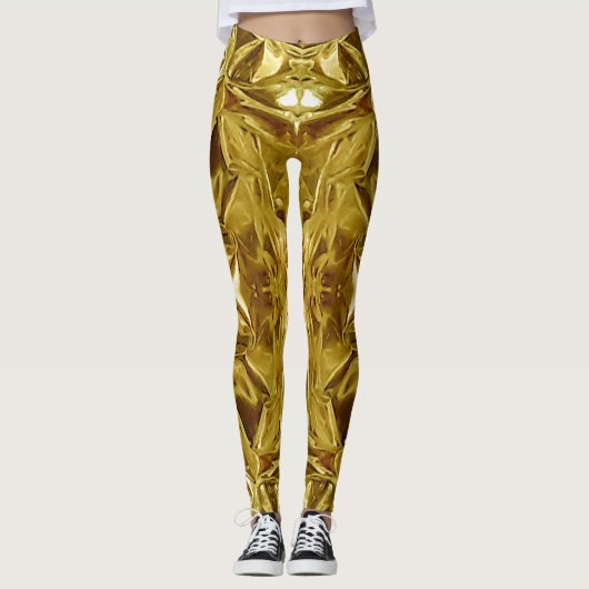 Metallic Gold Abstract 101 Leggings (Vorderseite)