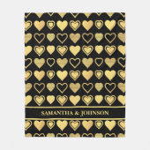 Metallic Gold Accent Hearts Valentine Gift Fleecedecke (Vorderseite)