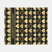 Metallic Gold Accent Hearts Valentine Gift Fleecedecke (Vorderseite (Horizontal))
