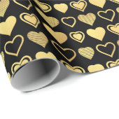 Metallic Gold Accent Hearts Valentine Gift Geschenkpapier (Rolleneckpunkt)