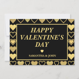 Metallic Gold Accent Hearts Valentine’s Gift Feiertagskarte