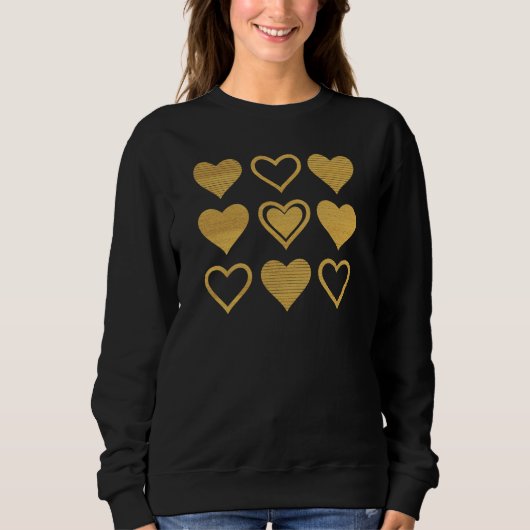 Metallic Gold Accent Hearts Valentine’s Gift Sweatshirt (Vorderseite)