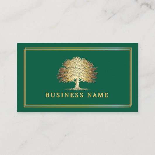 Metallic Gold Alte Eiche Tree Elegante Visitenkarte (Vorderseite)