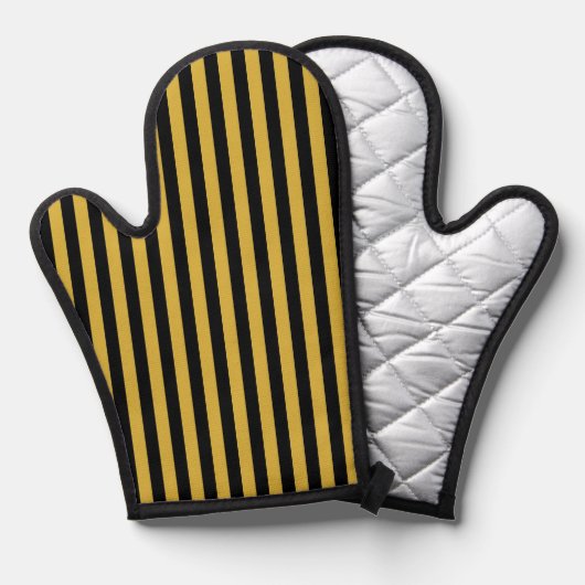 Metallic Gold and Black Functional Stylish Ofenhandschuh (Vorderseite/Rückseite)