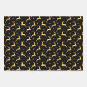 Metallic Gold and Black Reindeer and Stars Geschenkpapier Set (Vorderseite 3)