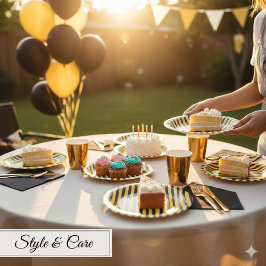 Metallic Gold and Black Striped 7" Pappteller