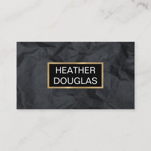 Metallic Gold Banner | Rohes Schwarzes Papier Visitenkarte (Vorderseite)