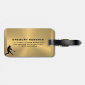 Metallic Gold Black Baseball Player Silhouette Gepäckanhänger (Rückseite horizontal)