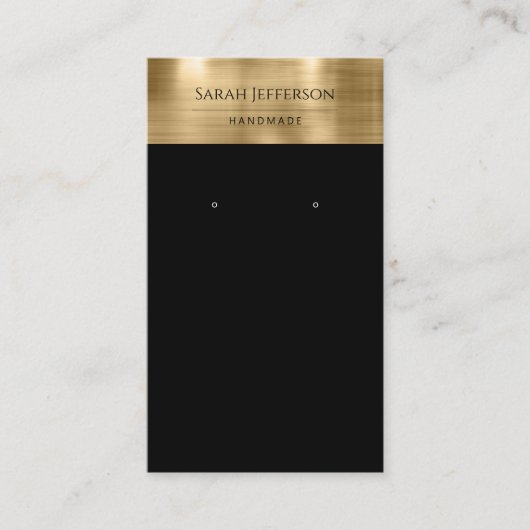 Metallic Gold Black Beruflich Earring Card Visitenkarte (Vorderseite)