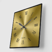 Metallic Gold & Black Border Roman Numerals Quadratische Wanduhr (Winkel)