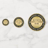 Metallic Gold & Black Circle Konfetti (Rückseiten)