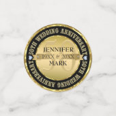 Metallic Gold & Black Circle Konfetti (Klein Vorderseite)