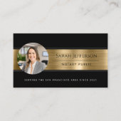 Metallic Gold Black Foto QR Notar Public Visitenkarte (Vorderseite)