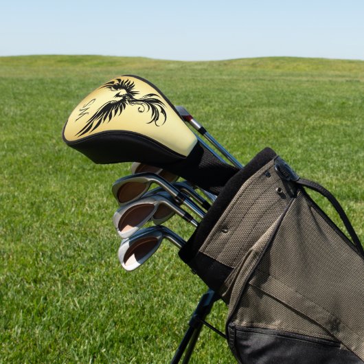 Metallic Gold Black Phoenix Mit Monogramm Initial Golf Headcover (In SItu)