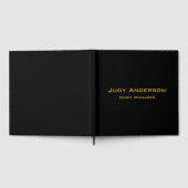 Metallic Gold & Black Professional Modern Elegant Gästebuch (Voll)
