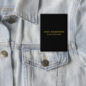 Metallic Gold & Black Professional Modern Name Pro Button (Insitu)