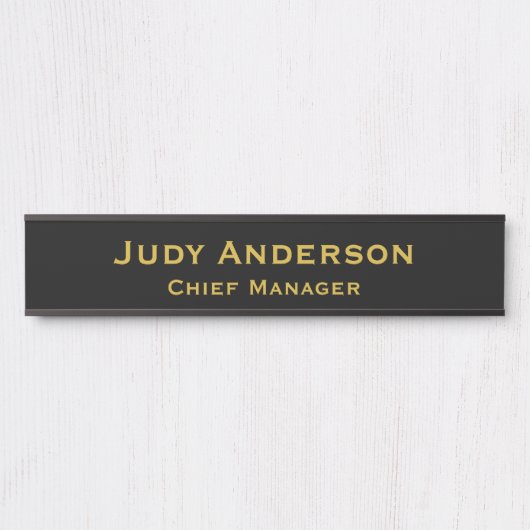 Metallic Gold & Black Professional Modern Name Pro Türschild (Vorderseite )
