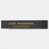 Metallic Gold & Black Professional Modern Name Pro Türschild (Vorderseite )