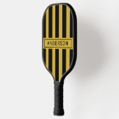 Metallic Gold Black Strip Custom Name Pickleball Schläger (Links)