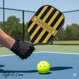 Metallic Gold Black Strip Custom Name Pickleball Schläger