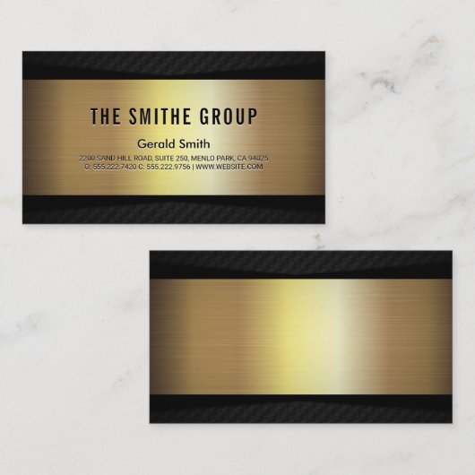 Metallic Gold Black | Unternehmen Visitenkarte (Vorne/Hinten)