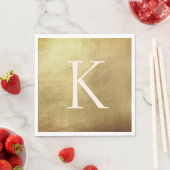 Metallic Gold & Blush Monogram Luncheon Napkins Serviette (Beispiel)