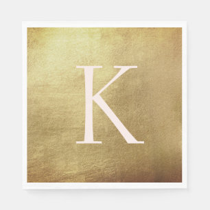 Metallic Gold & Blush Monogram Luncheon Napkins Serviette