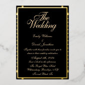 Metallic Gold Border Black Gothic Folieneinladung (Vorderseite)