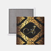 Metallic Gold Brocade Monogram Initial "A" Magnet (Vorderseite/Rückseite)