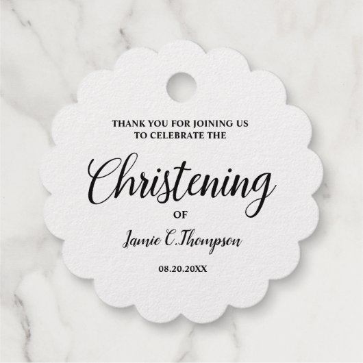 Metallic Gold Christening Baby Vielen Dank Geschenkanhänger (Rückseite)