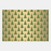 Metallic Gold Christmas Trees Green Blue Glitzer Geschenkpapier Set (Vorderseite)