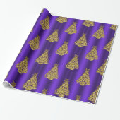 Metallic Gold Christmas Trees on Purple Christmas Geschenkpapier (Ungerollt)