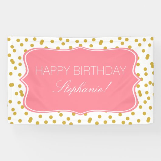 Metallic Gold Confetti mit Pink Birthday Party Banner (Horizontal)