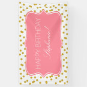 Metallic Gold Confetti mit Pink Birthday Party Banner (Vertikal)